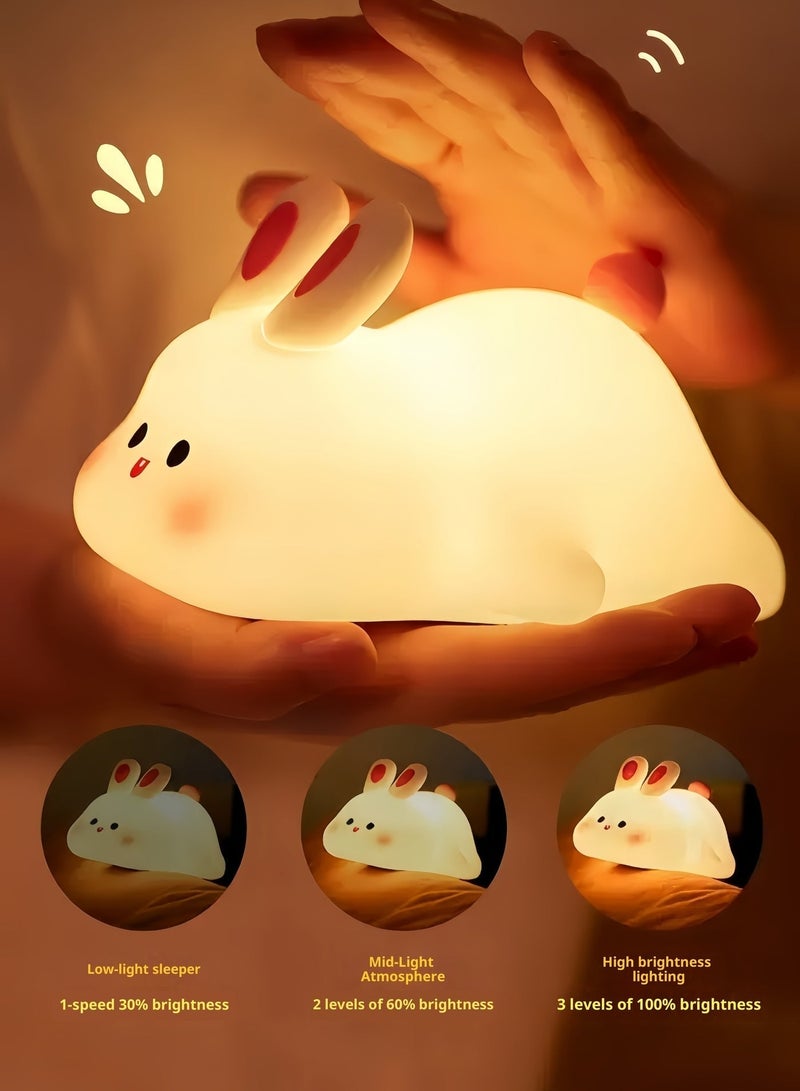 ELTRAZONE Rabbit Silicone Touch LED Night Light 3 Brightness Levels USB Charging Dimmable Warm Lamp Gift For Baby Nursery Bedroom Decor - Image 5