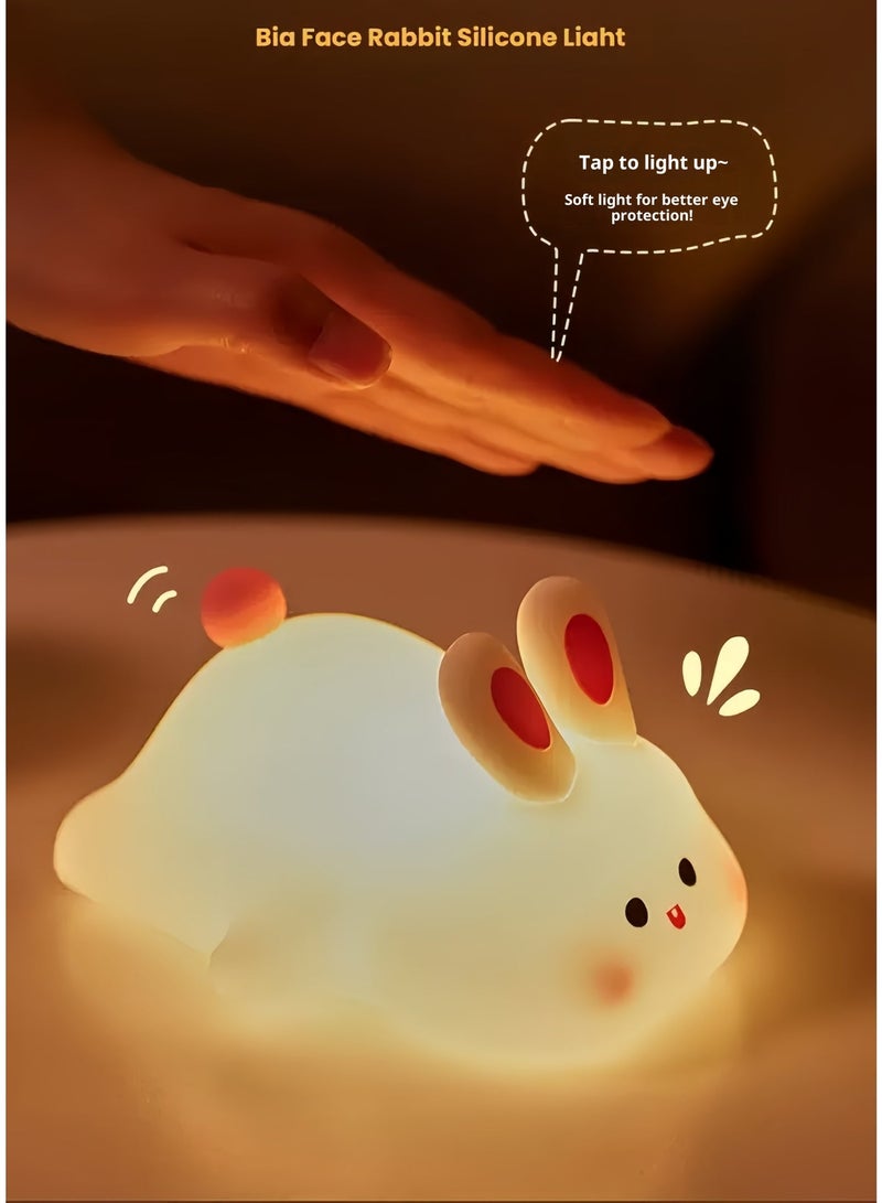 ELTRAZONE Rabbit Silicone Touch LED Night Light 3 Brightness Levels USB Charging Dimmable Warm Lamp Gift For Baby Nursery Bedroom Decor - Image 4