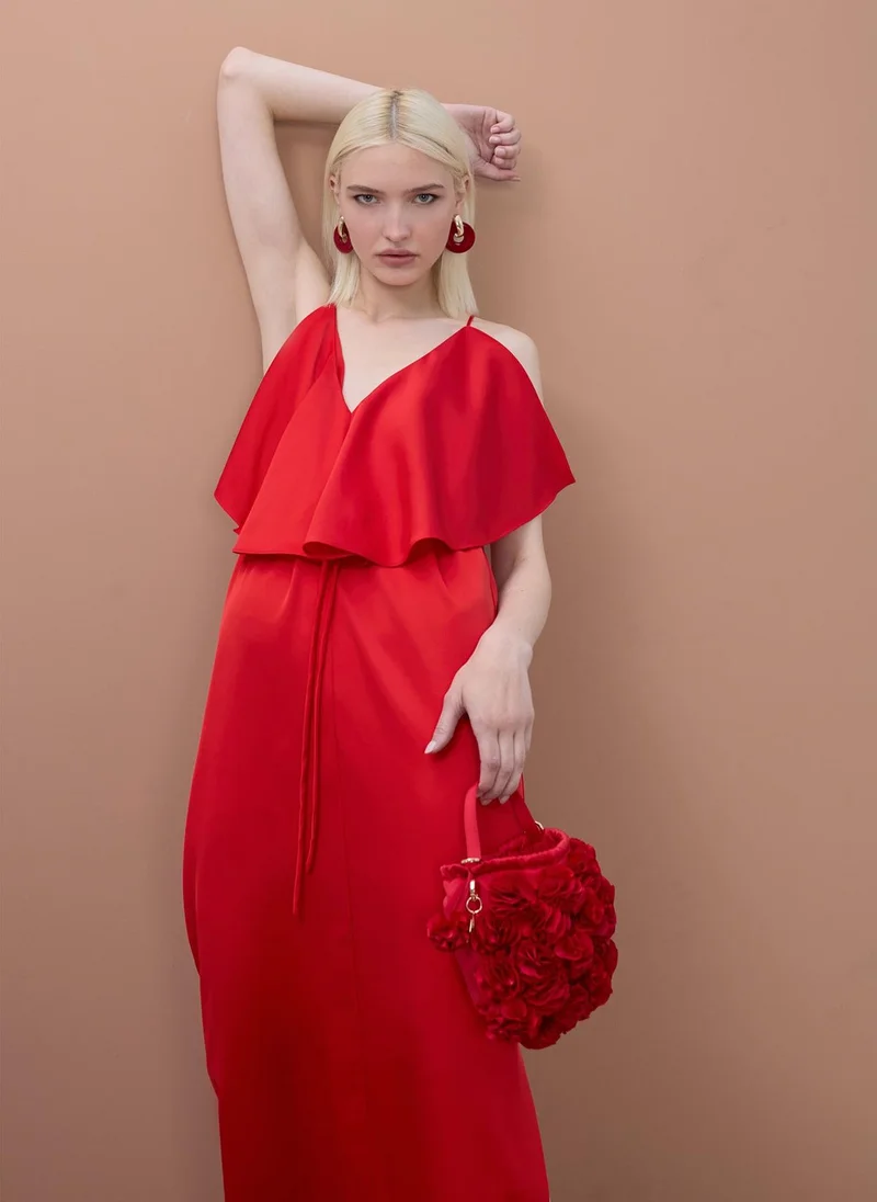 لولا كساديمونت Ruffled V-Neck Dress