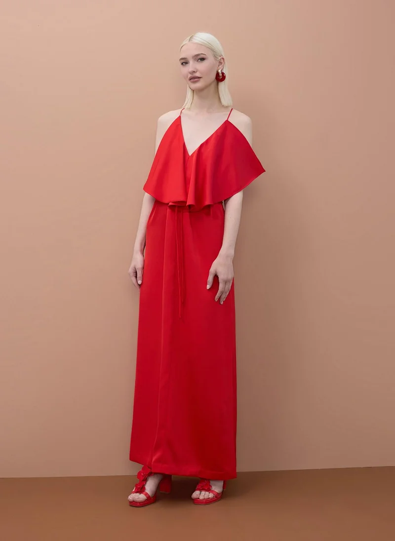 لولا كساديمونت Ruffled V-Neck Dress