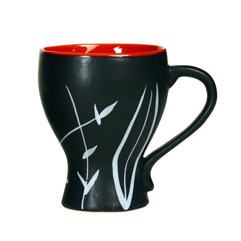 Caffeine Ceramic Handmade Red & Black Leaf Tea Cup (Set of 2) - Image 2