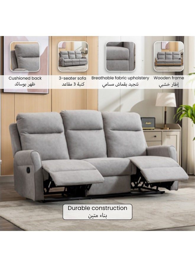 Micasa - 3-Seater Elegant and Modern Design Recliner Sofa Light Grey 105 x 92 x 198 cm SX-81432-3 LIGHT GREY - Image 1