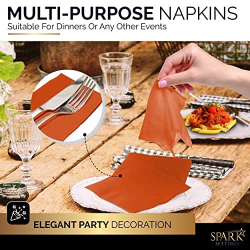 Amcrate 100 Pack Orange Beverage Napkins, Big Party Pack, 2 Ply, Ideal for Wedding, Party, Birthday, Dinner, Lunch, Cocktails. (5” x 5”) by Amcrate - Image 5