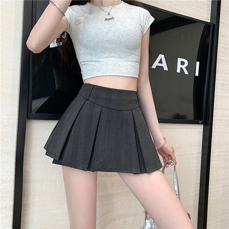 Girl Suit Women'S Preppy Style High-Waisted A-Line Pleated Culottes Skirt Anti-Exposure Short Skirt - Image 5