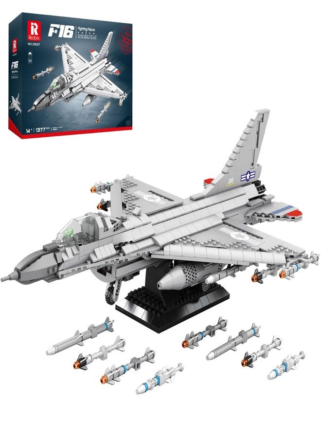 Reobrix F-16 Fighter Jet Building Sets,Military Fighter Display Model,Air Force Building Block Set 33027,Fighting Falcon Airplane Army Construction Set,Toys Gifts for Military Fans and Kid 14+,1377PCS - Image 1