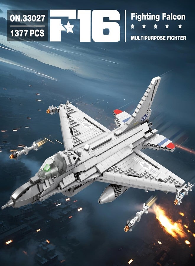Reobrix F-16 Fighter Jet Building Sets,Military Fighter Display Model,Air Force Building Block Set 33027,Fighting Falcon Airplane Army Construction Set,Toys Gifts for Military Fans and Kid 14+,1377PCS - Image 2