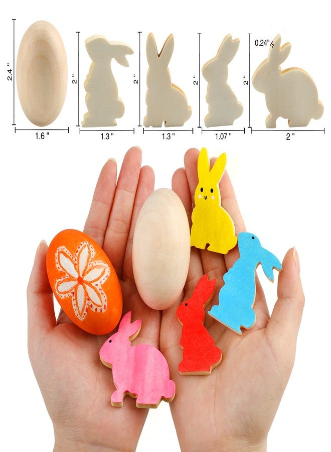 Worgree Easter Egg Painting Kit, 24pcs Wooden Eggs and Bunny for Easter Crafts Basket Stuffers Gifts for Kids Toddlers Boys Girls Ages 4-8 8-12 Birthday Party Favors Classroom Prizes DIY Decor - Image 3