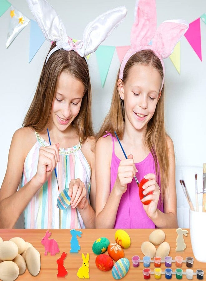 Worgree Easter Egg Painting Kit, 24pcs Wooden Eggs and Bunny for Easter Crafts Basket Stuffers Gifts for Kids Toddlers Boys Girls Ages 4-8 8-12 Birthday Party Favors Classroom Prizes DIY Decor - Image 4