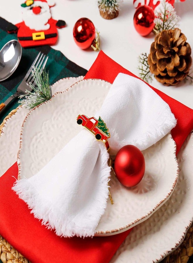 LogHog Christmas Car and Tree Napkin Rings Set of 6, Xmas Festive Holiday Red and Green Napkin Rings Holder for Christmas,Thanksgiving,Dinner Party Table Decoration - Image 4