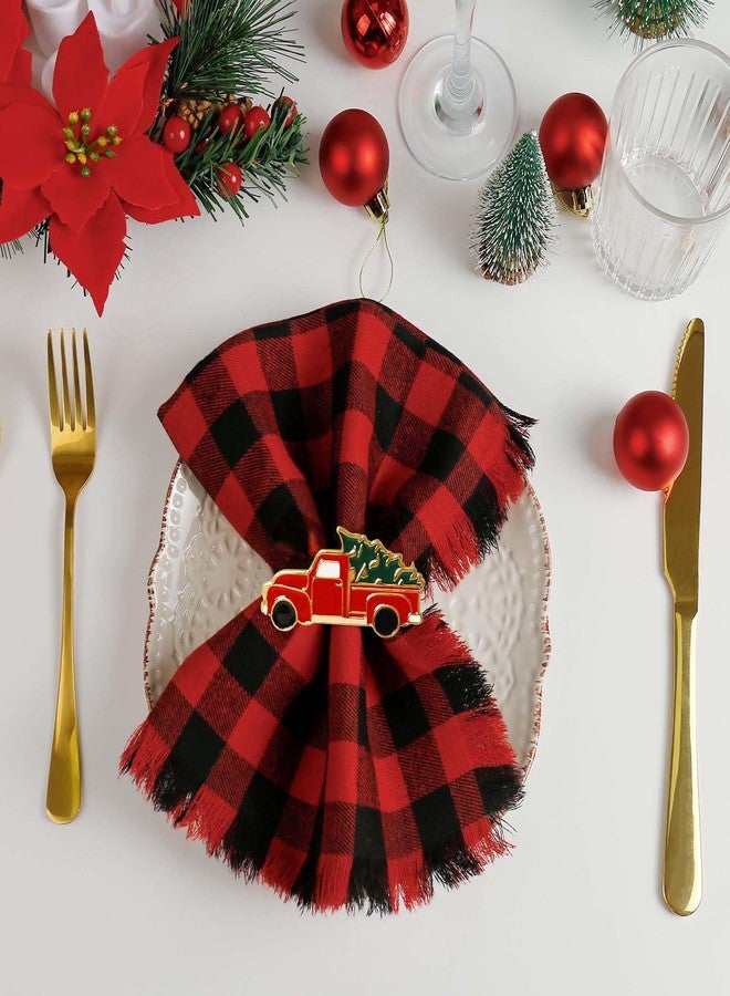 LogHog Christmas Car and Tree Napkin Rings Set of 6, Xmas Festive Holiday Red and Green Napkin Rings Holder for Christmas,Thanksgiving,Dinner Party Table Decoration - Image 2
