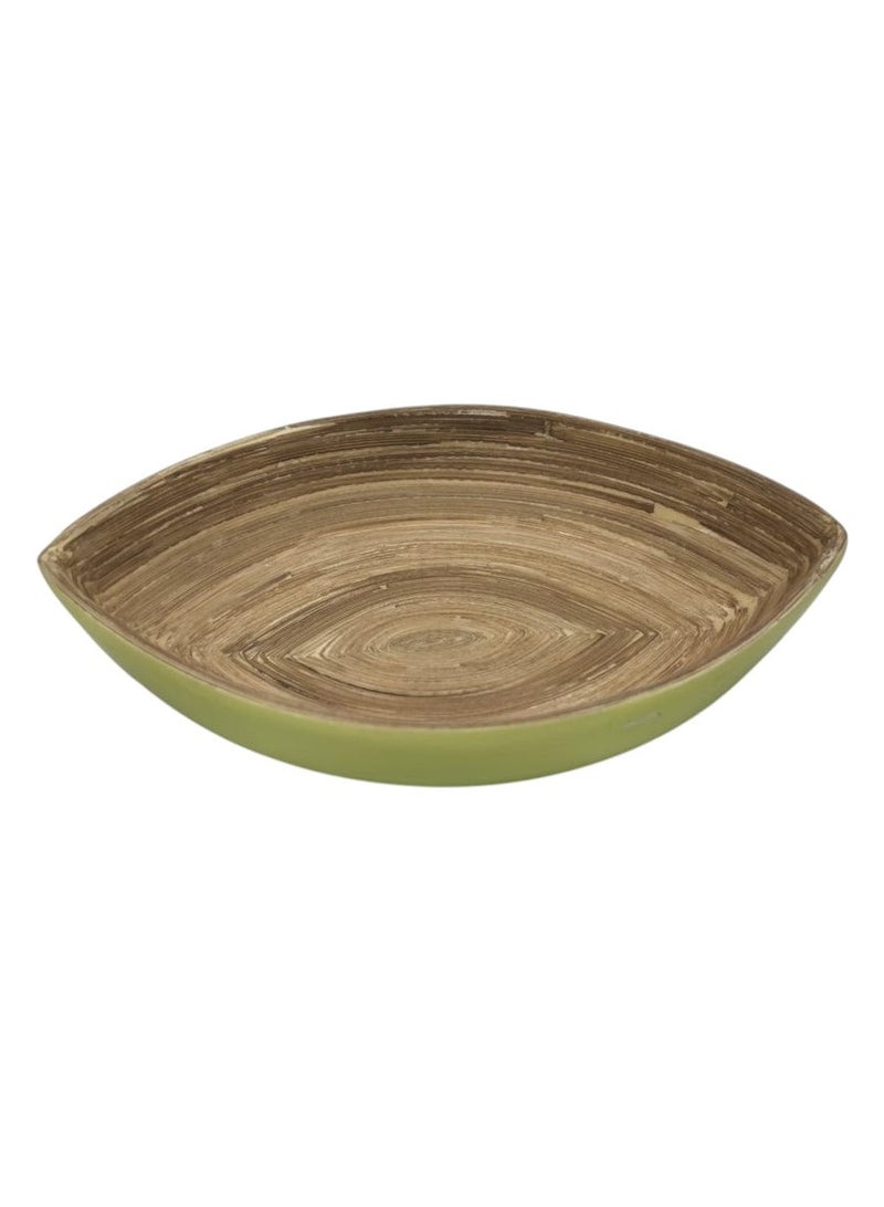 AKDC Modern Bamboo Oval Shape Serving Bowl-26cmX22cmX5cm-LightGreen&Bamboo - Image 2