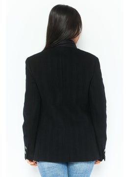 EMPORIO ARMANI Women Regular Fit Solid Semi-Formal Blazer, Black  - Image 4