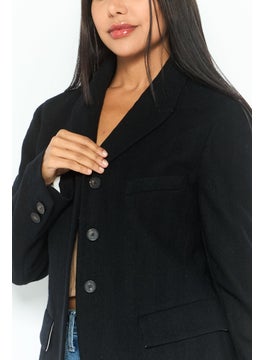 EMPORIO ARMANI Women Regular Fit Solid Semi-Formal Blazer, Black  - Image 3