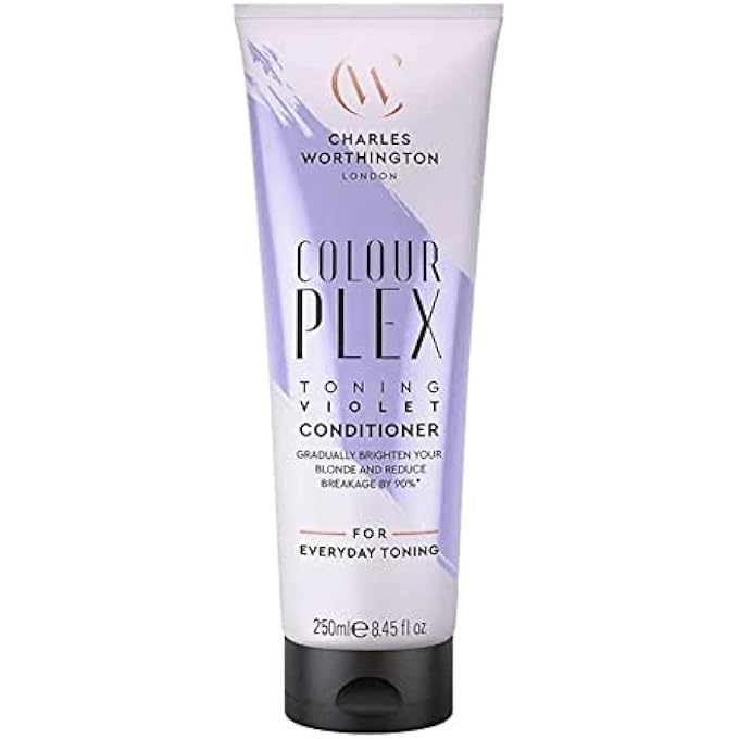 CHARLES WORTHINGTON COLOURPLEX TONING VIOLET CONDITIONER, BLONDE CONDITIONER TO TONE AND BRIGHTEN, PURPLE CONDITIONER FOR BLONDE HAIR, BLONDE TONER FOR WOMEN, SALON CONDITIONER FOR BLONDES, 250 ML - Image 1