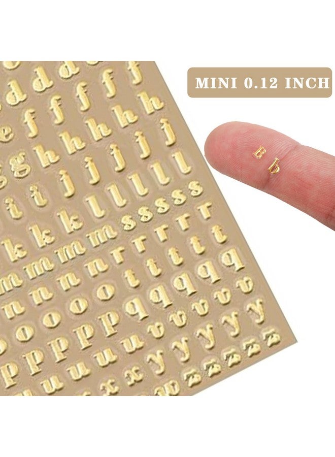 EORTA 6 Sheets 0.12Inch Alphabet Number Stickers Mini Letters Stickers Glitter Alloy Self Adhesive Stickers For Epoxy Resin Casting Decoration Diy Crafts Scrapbook, Golden/Silvery, 3Mm  - Image 3