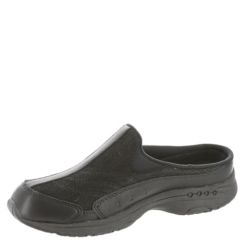Easy Spirit Women's Traveltime Clog, Black/Black Leather, 10 E US - Image 5