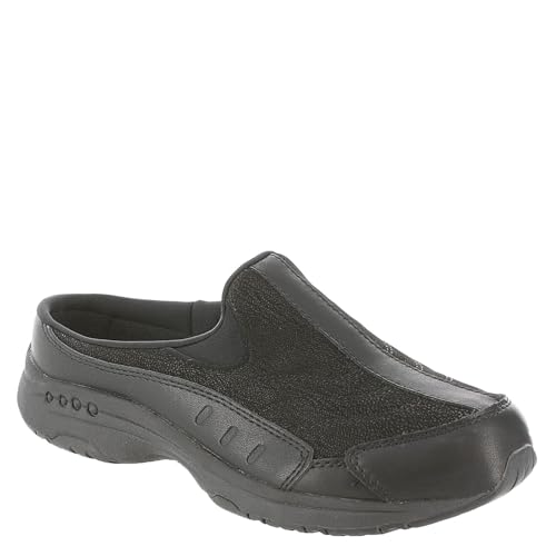 Easy Spirit Women's Traveltime Clog, Black/Black Leather, 10 E US - Image 2