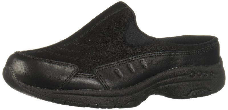 Easy Spirit Women's Traveltime Clog, Black/Black Leather, 10 E US - Image 1