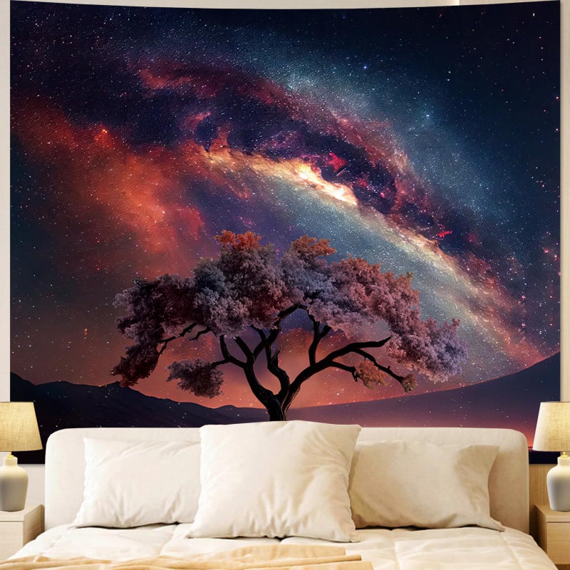 Apdidl Space Galaxy Tapestry Wall Hanging for Bedroom Aesthetic, Nature Starry Night Tree of Life Tapestries, Star Sky Posters Backdrop Decor Wall Tapestry for Men Dorm Living Room Office (51"X60") - Image 1