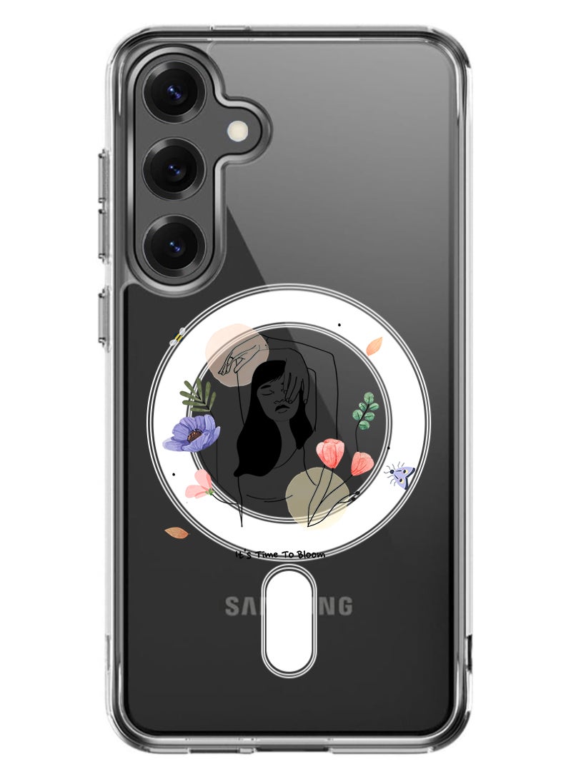 Theodor Magnetic Case for Samsung Galaxy S25 Plus 6.7-inch Compatible with MagSafe Wireless Charging, Shockproof Phone Bumper Cover Bloom2 - Image 1