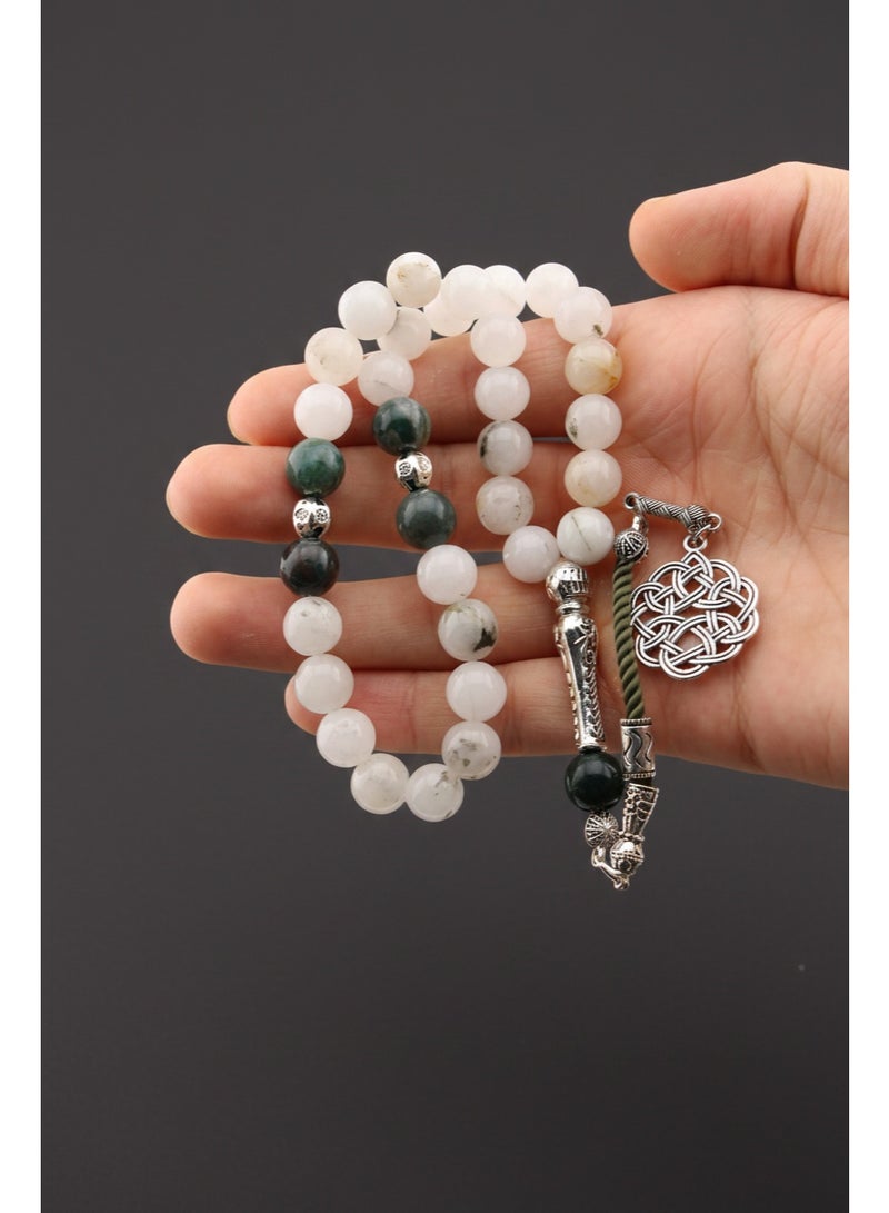 Kamins Collection White Jade /  Indian Agate / Prayer Beads - Image 4
