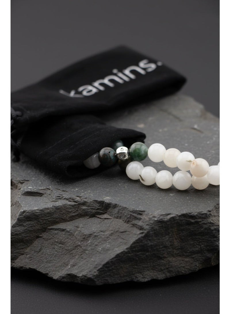 Kamins Collection White Jade /  Indian Agate / Prayer Beads - Image 2