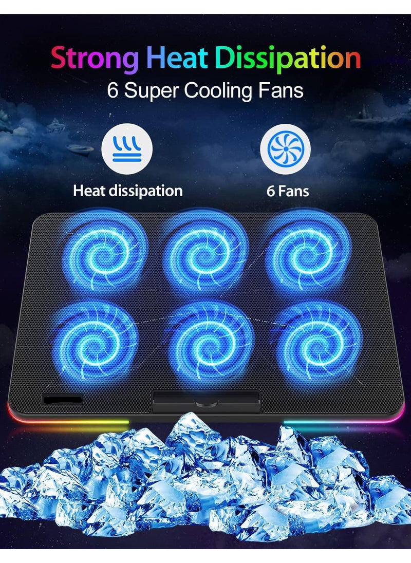 Generic Laptop Cooling Pad, Gaming Notebook Cooler, Gaming Laptop Cooler, Laptop Fan Cooling Stand, with 6 Quiet Cooling Fans, The Wind Speed Adjustable, 7 Height Adjust, RGB Light 10 Modes  - Image 3