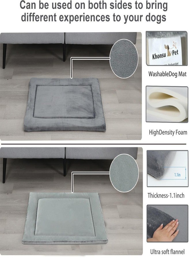 KHONSU PET Dog Bed Mat for Crate 1.1in Slim Cooling Pad Reversible Flannel & Waterproof Canva for Dogs up to 130 lbs - Image 2
