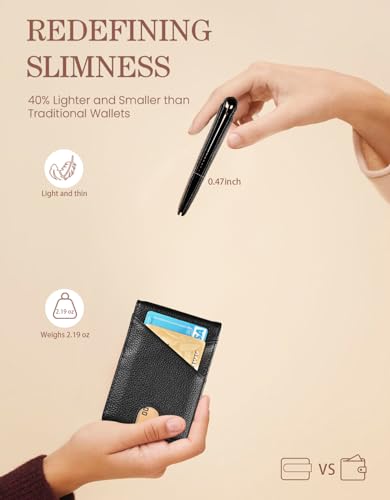 kinzd Slim Wallet with Money Clip RFID Blocking Minimalist Bifold Wallet for Men Genuine Leather Front Pocket Card Holder - Image 3