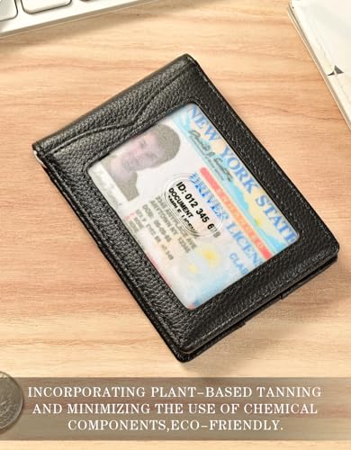 kinzd Slim Wallet with Money Clip RFID Blocking Minimalist Bifold Wallet for Men Genuine Leather Front Pocket Card Holder - Image 5