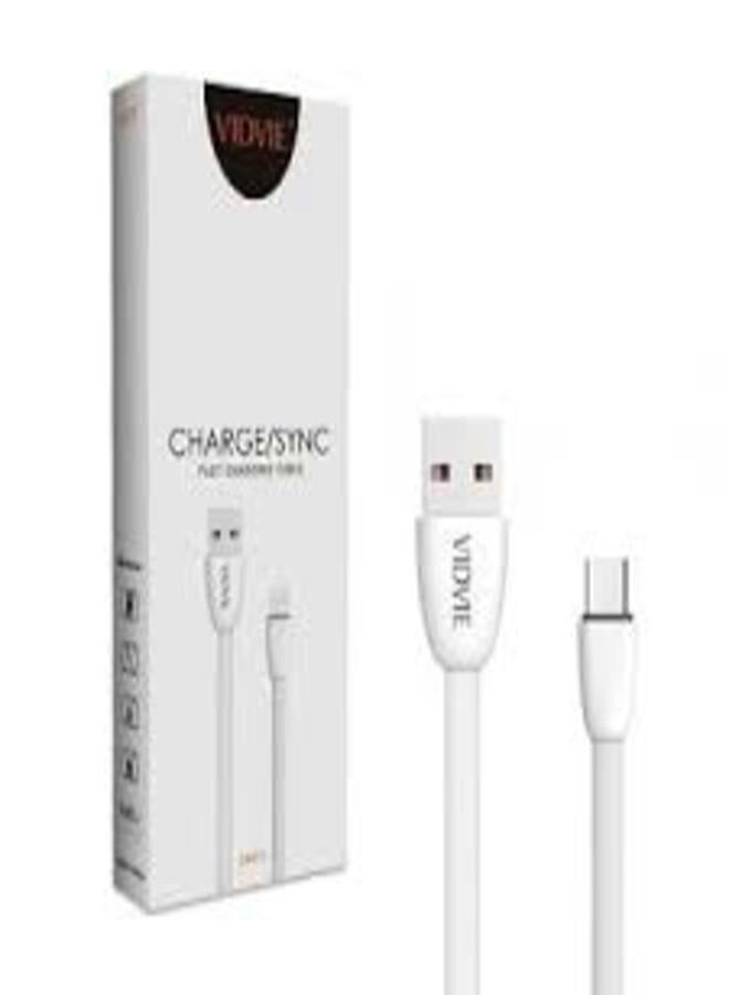 Vidvie 3A USB To Type C Fast Charging Data Cable 1m white - Image 1