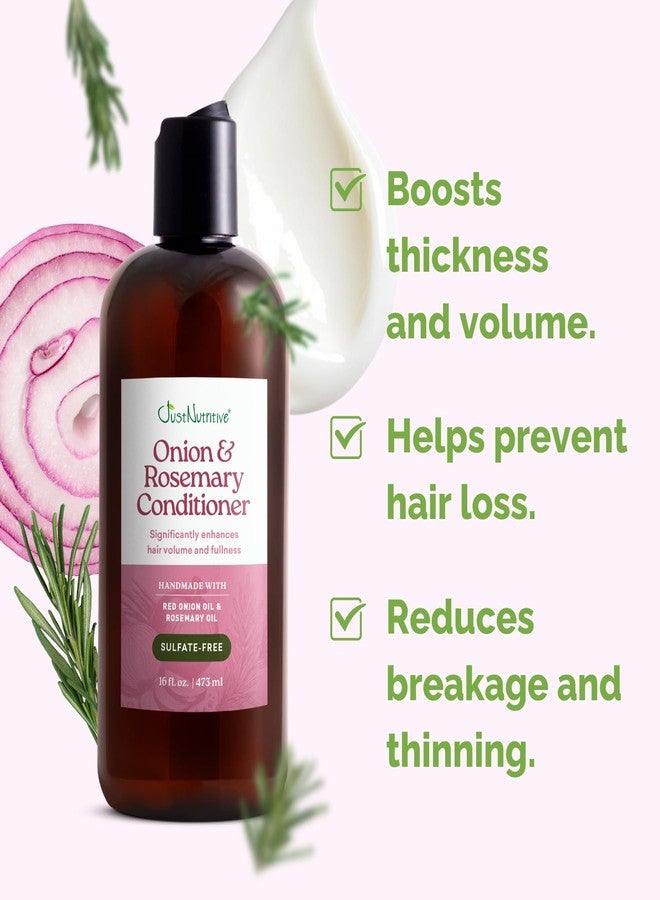 Just Nutritive Onion & Rosemary Conditioner for Hair Growth, Hair Loss, Oil Control, Thickening, Silicone-Free, Enriched with Red Onion Oil, Rosemary Oil for Fuller, Voluminous Hair - 16 Fl Oz - Image 4