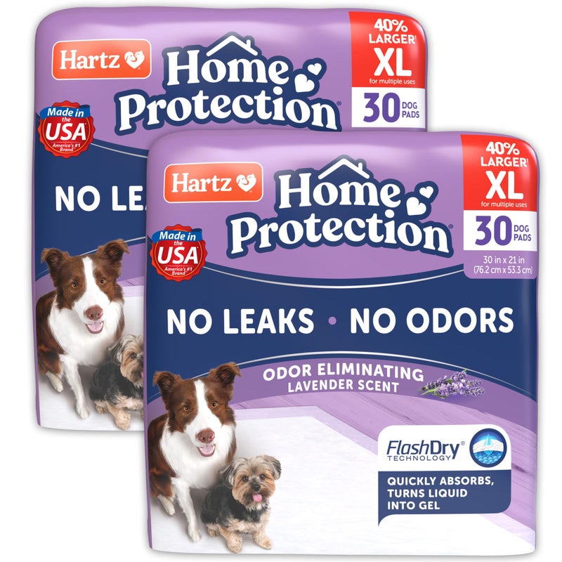 Hartz Home Protection Lavender Scented USA Made Dog Pads XL 60 Count Super Absorbent Wont Leak Odor Eliminating