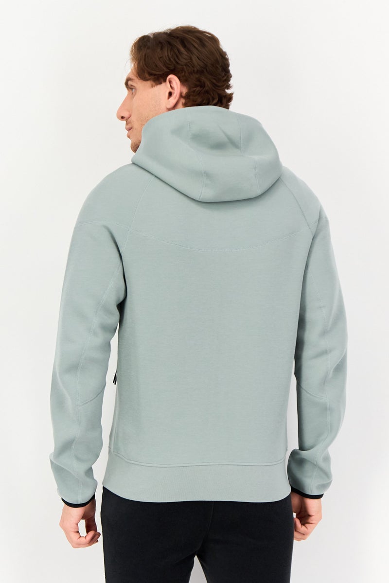 Nike هودي رياضي للرجال بأكمام طويلة وقصة مريحة، سحاب كامل، لون أخضر حكيم - Image 4