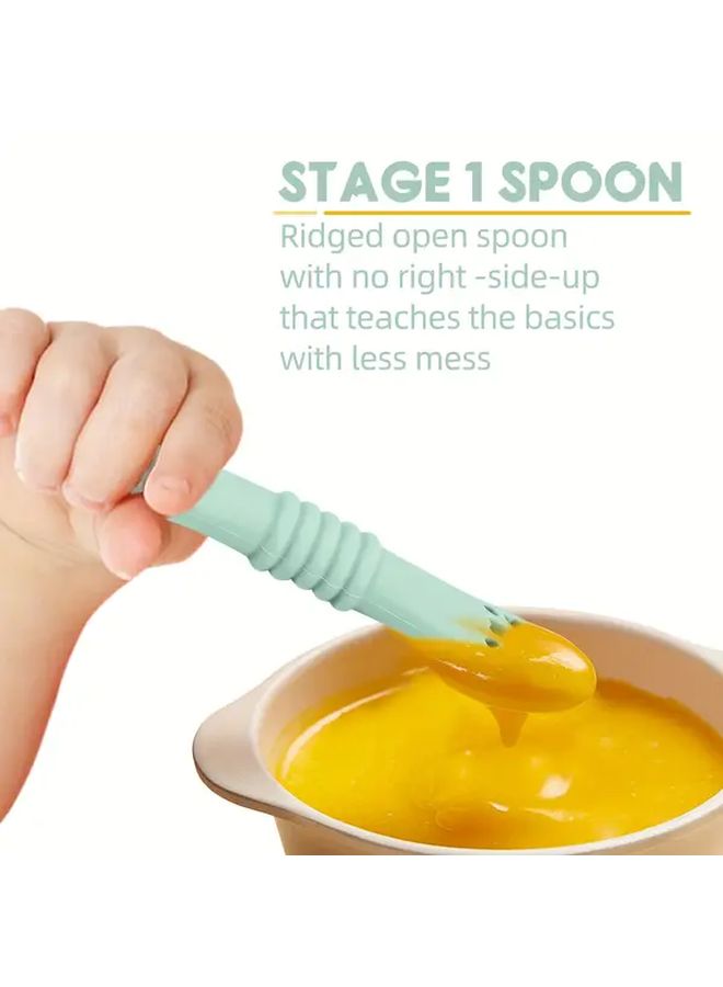 Silicone Toddler Fork And Spoon Set Pink Food Grade Infant Feeding Utensils For Baby Dinnerware Christmas Thanksgiving Back To School Gift - Image 5