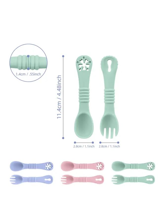 Silicone Toddler Fork And Spoon Set Pink Food Grade Infant Feeding Utensils For Baby Dinnerware Christmas Thanksgiving Back To School Gift - Image 1
