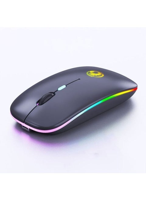 iMICE  E-1300 4 Keys 1600DPI Luminous Wireless Silent Desktop Notebook Mini Mouse, Style:Dual-modes Luminous Edition(Black)
