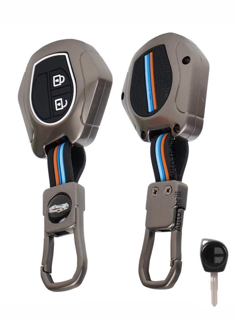 Auto Thrill Premium Metal Key Cover Compitable for Suzuki Swift | Ertiga | Wagonr | Celerio | Swift Dzire | Alto | Fronx | Brezza | S Presso | Ignis | 2 Button Remote Key - Image 1