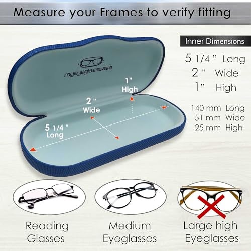MyEyeglassCase Men Hard Eyeglass Cases with Microfiber Cleaning Cloth - Blue Eyeglass case | Glasses case hard shell for Small to Medium Frames Men Hard Glasses case (AS196 Navy Blue) - Image 5