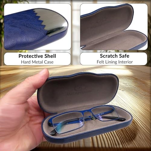 MyEyeglassCase Men Hard Eyeglass Cases with Microfiber Cleaning Cloth - Blue Eyeglass case | Glasses case hard shell for Small to Medium Frames Men Hard Glasses case (AS196 Navy Blue) - Image 3