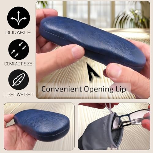 MyEyeglassCase Men Hard Eyeglass Cases with Microfiber Cleaning Cloth - Blue Eyeglass case | Glasses case hard shell for Small to Medium Frames Men Hard Glasses case (AS196 Navy Blue) - Image 4