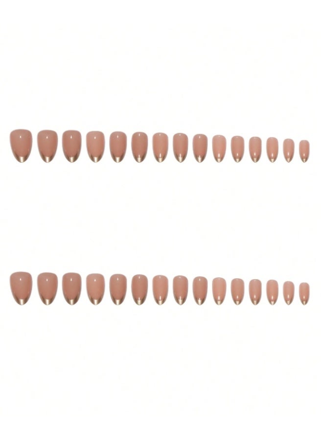 Tuline 30Pcs Simple & Angelic Aurora Style French Almond Nail Stickers, Suitable For Ladies & Girls Party, Dance, Daily Wear Press On Nails Nail Supplies Nails - Image 2