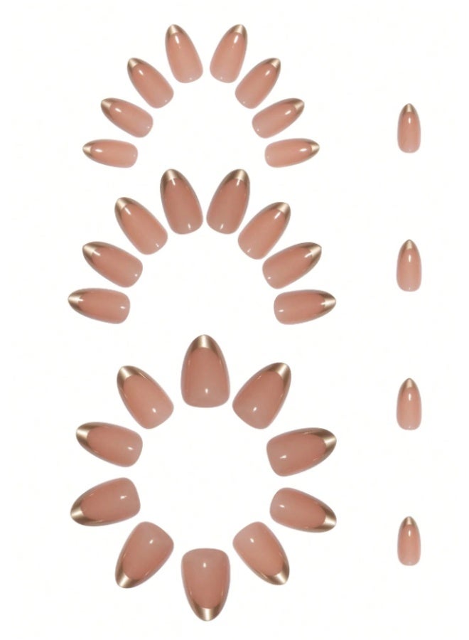 Tuline 30Pcs Simple & Angelic Aurora Style French Almond Nail Stickers, Suitable For Ladies & Girls Party, Dance, Daily Wear Press On Nails Nail Supplies Nails - Image 3