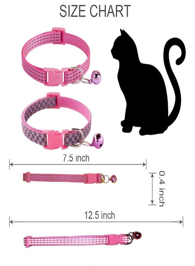 WeimoMonkey 2 Pack Pink XS Dog Collar with Bells, Puppy Collar Girl Dog Bell Collar Lace Adjustable for XXS Xs Small Pet Dogs Cats Animal Litter TinyKitten Female - Image 2