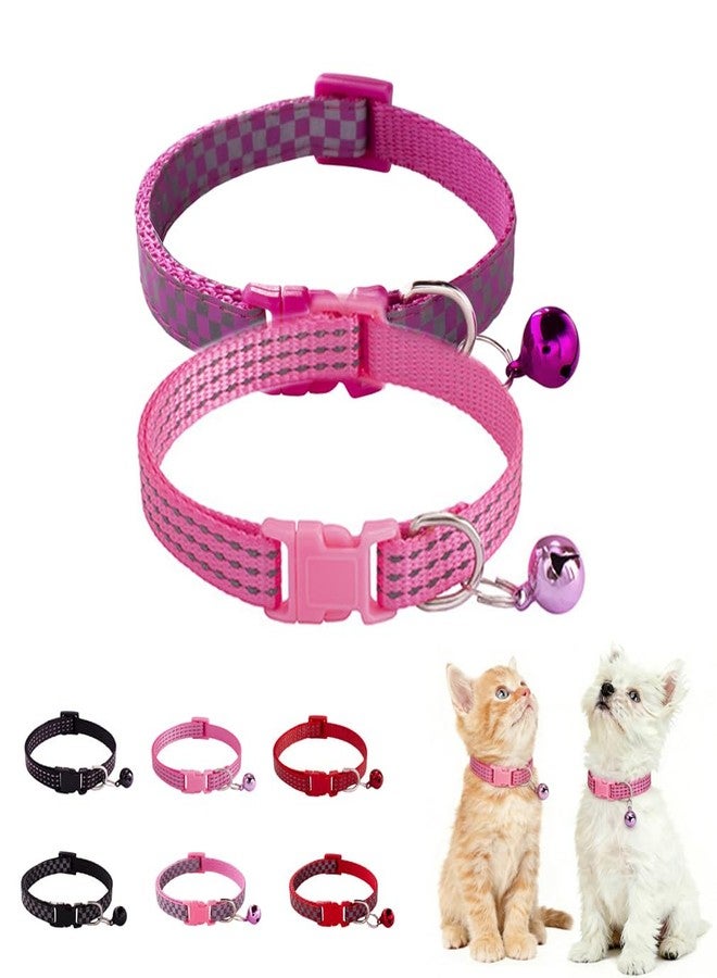 WeimoMonkey 2 Pack Pink XS Dog Collar with Bells, Puppy Collar Girl Dog Bell Collar Lace Adjustable for XXS Xs Small Pet Dogs Cats Animal Litter TinyKitten Female - Image 1