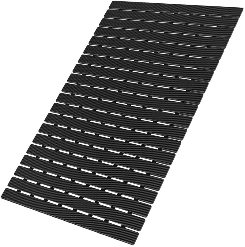 MBOSS Bath Tub Shower Mat Non Slip Bathtub Mats for Bathroom Shower Floor Mat Bath Mats for Shower Tub Anti Slip Shower Mat with Drain Hole and Large Suction Cups (Black, 27.5 X 15.7 Inch) - Image 1