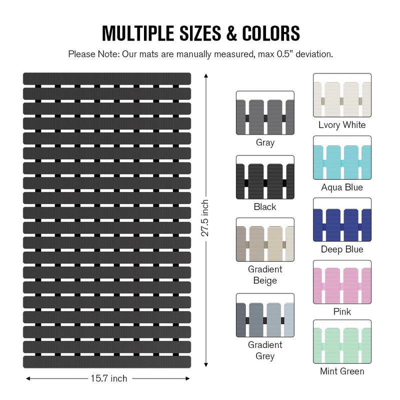 MBOSS Bath Tub Shower Mat Non Slip Bathtub Mats for Bathroom Shower Floor Mat Bath Mats for Shower Tub Anti Slip Shower Mat with Drain Hole and Large Suction Cups (Black, 27.5 X 15.7 Inch) - Image 2