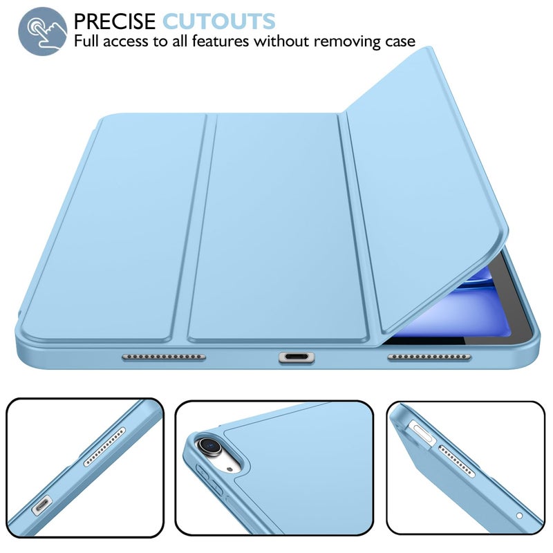 iMieet iPad Air 11 Inch Case M3(2025) / M2 (2024), iPad Air 5th/4th Generation Case 2022/2020 10.9 Inch with Pencil Holder,Trifold Stand Smart Case with Soft TPU Back(Azure Blue) - Image 3