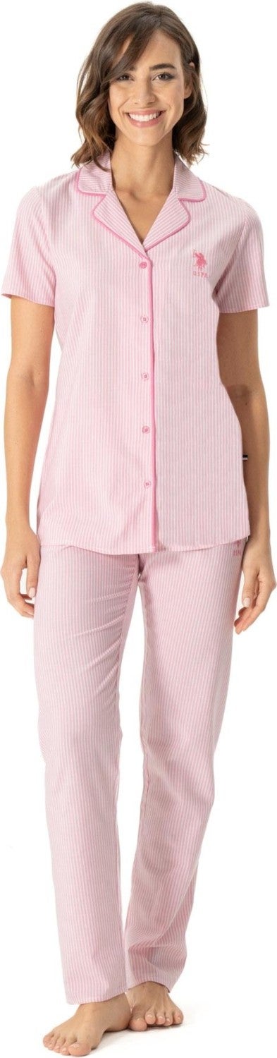 U.S. Polo Assn. Women's Short Sleeve Shirt Pajama Set, Viscose Fabric - Image 1