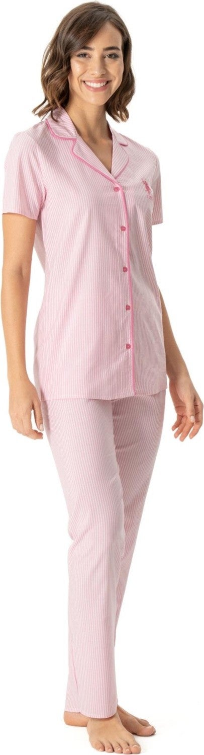 U.S. Polo Assn. Women's Short Sleeve Shirt Pajama Set, Viscose Fabric - Image 3